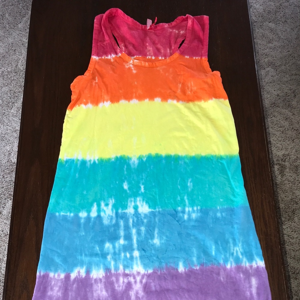 Rainbow tie dyed tank dress